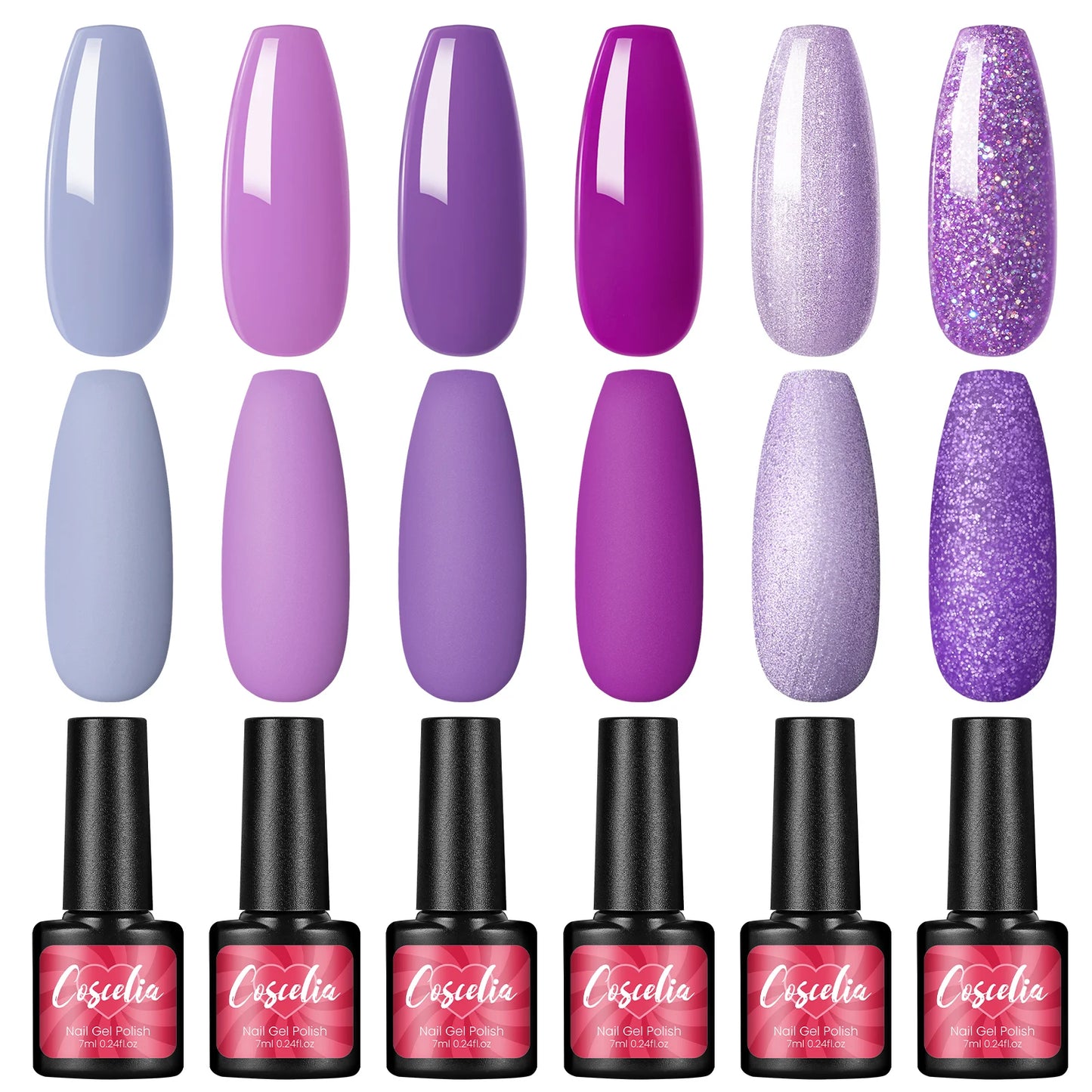 Bright Gel Nail Polish 6pcs Set Semi Permanent Soak Off UV Gel Varnish Nail Art Beauty Set