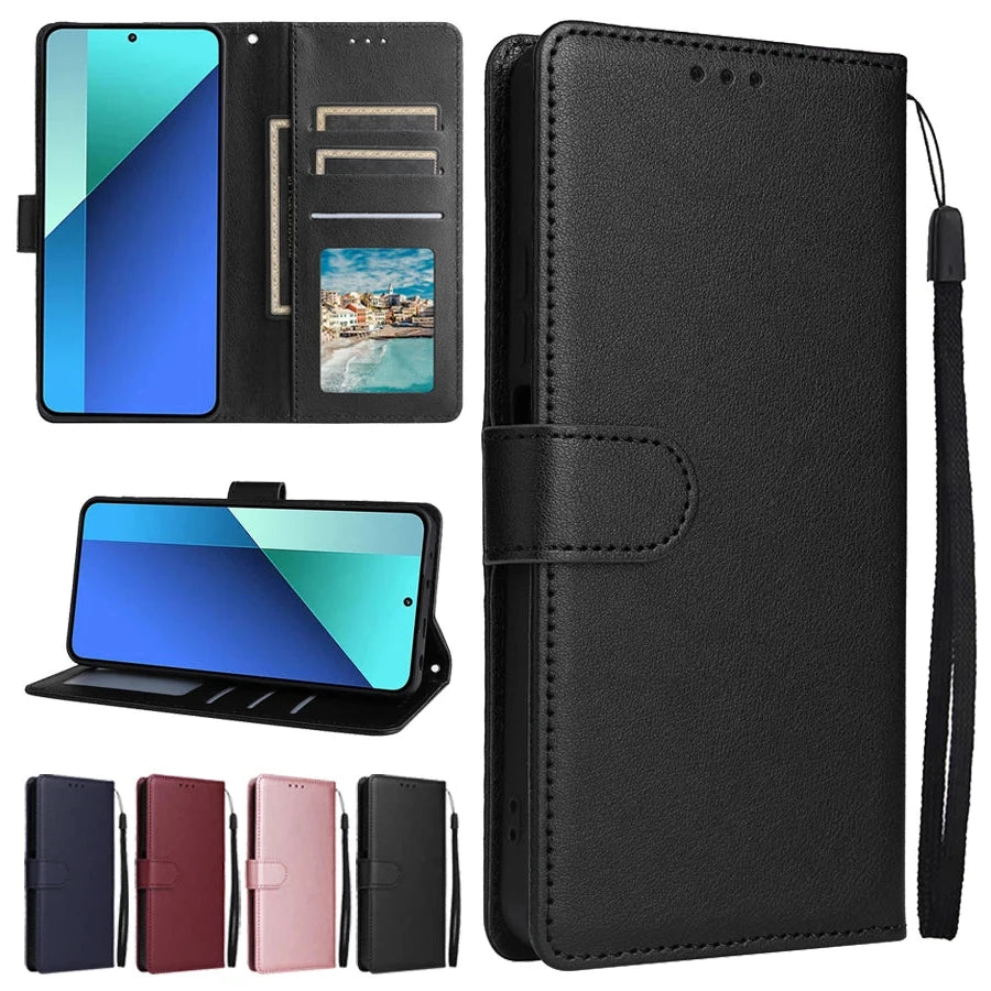 Deluxe Leather Wallet Phone Case for Xiaomi Redmi Note 13 Pro Plus 12 12S 11 11S 10 10S 9 Pro 8T Stand Function Multiple Card Slots Magnetic Flip Protective Cover