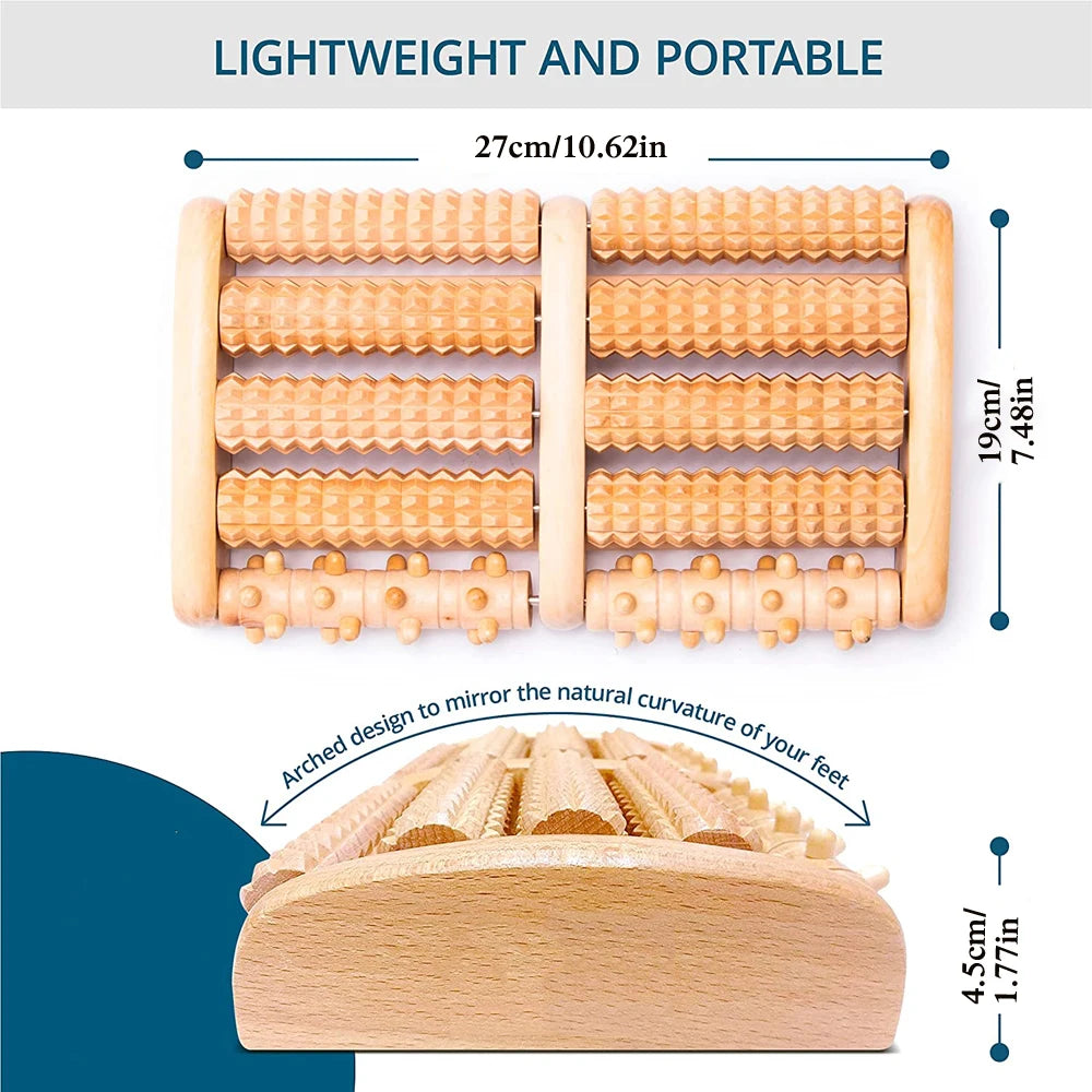 High Quality Natural Wood Foot Massager Roller for Plantar Fasciitis Relief, Neuropathy & Boosts Circulation, Heel Spur & Arch Pain Relaxation