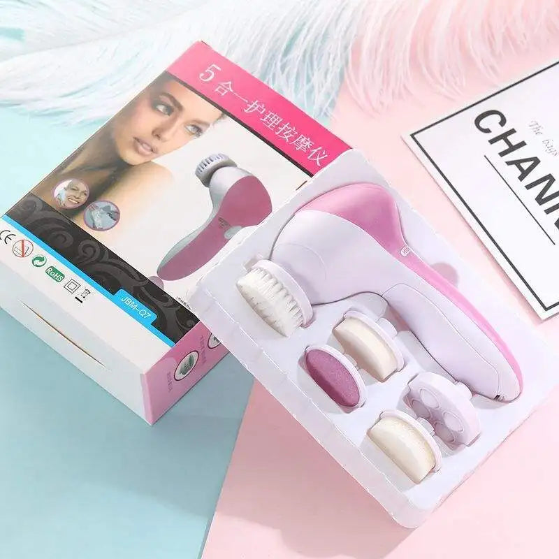 5 in 1 Electric Facial Cleansing Massager Brush Beauty Spa Skin Care Blackhead Acne Reduction Facial Exfoliating Cleanser Tool