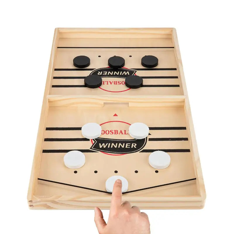 Fun Competitive Wooden Billiard Puck Board Games Foosball Table Hockey Game Catapult Parent Child Interactive Toys