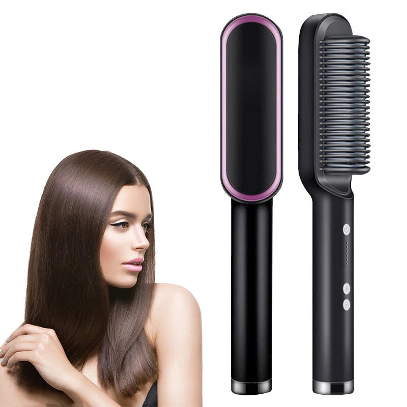 Electric Intelligent Temperature Control Ceramic Hair Straightener Brush Professional Fashion Fast Heating for Perfectly Straight Hair