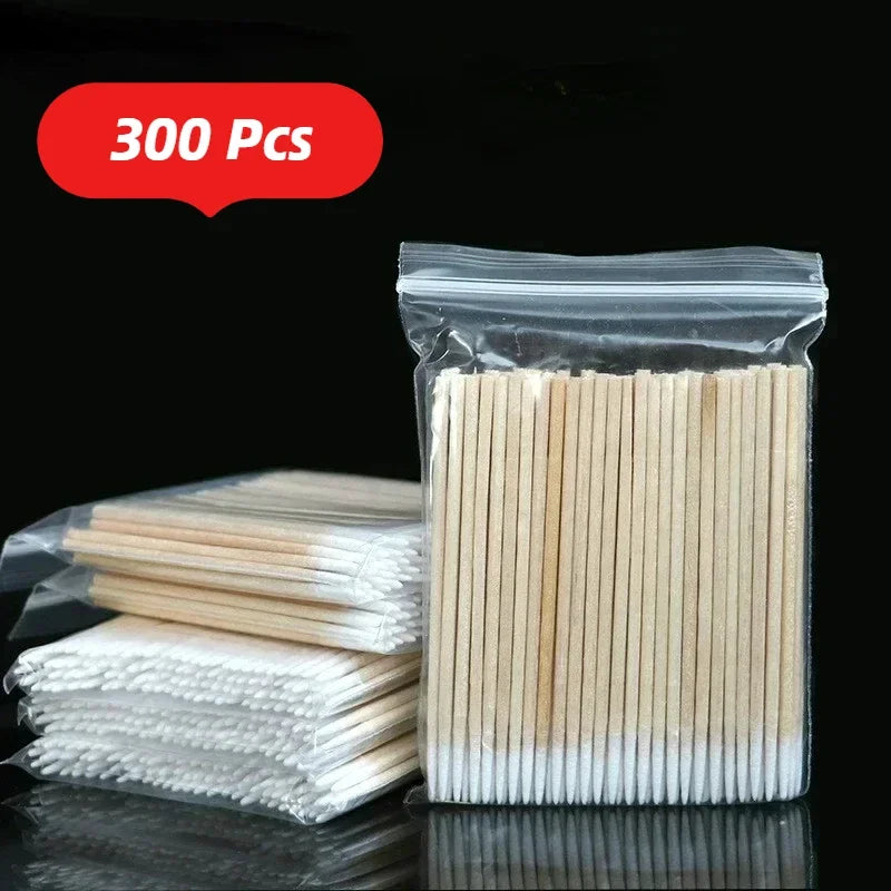 Manicure Wood Cotton Swab Cleaning Sticks for Nails Cotton Head Pedicure Detail Corrector Nail Polish Remover Art Tool Supplies 100-500Pcs