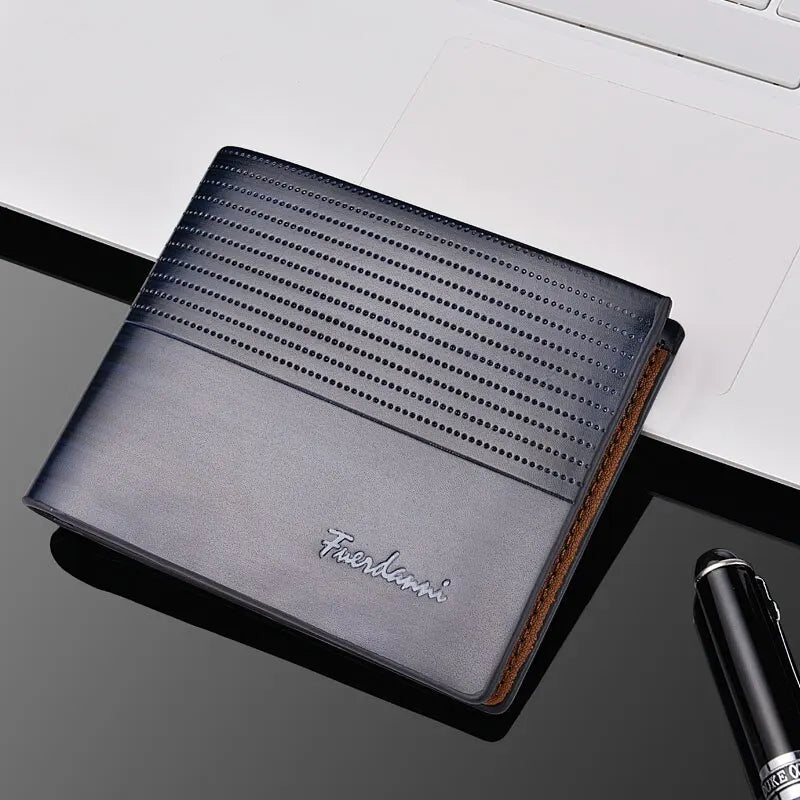 Modern Business Slim-fit Leather Wallet for Men Credit Card Holder Fashion Solid Color Multi-functional and Great Gift