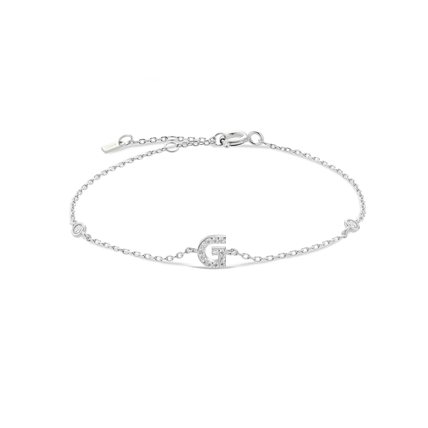 Exquisite Crystal Initials Alphabet Letters 925 Sterling Silver Chain Bracelets for Women Fine Jewelry Accessories