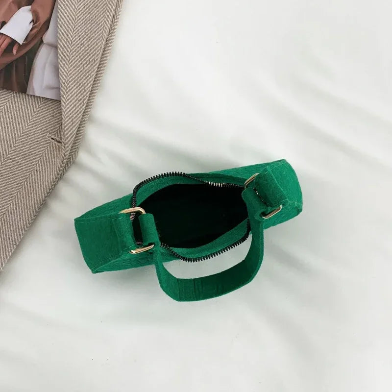 Women's Fashion Casual Felt Stone Pattern Shoulder Saddle Handbag Purse Underarm Crescent Messenger Bags