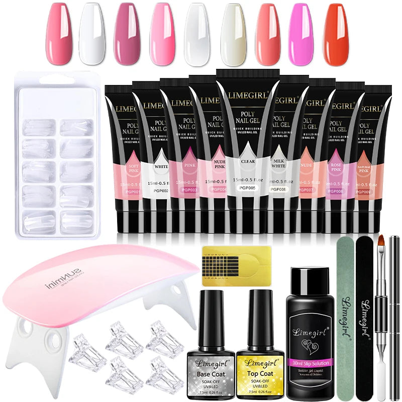 Nail Gel Kit for Quick Extension Nail Art Polymer Gel Nail Tools Finger Extension Acrylic Solution Gel Polish Kit 15ml