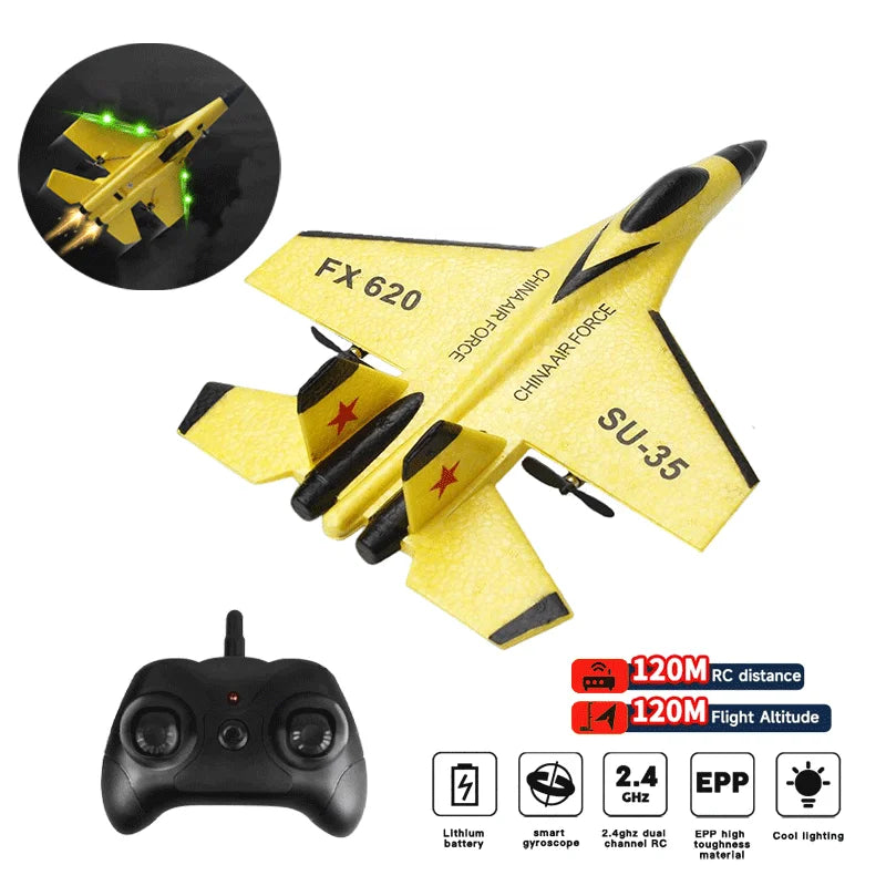 RC Foam Airplane SU-35 SU-57 Fighter Plane 2.4G Radio Remote Control Aircraft Glider Foam Great for Beginners