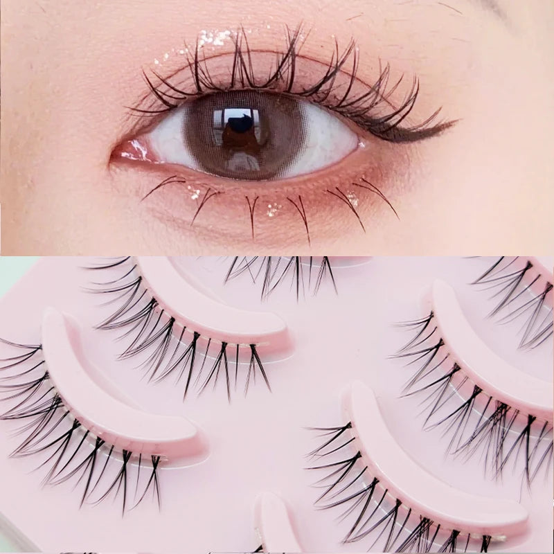 Wispy Manga Style Eyelashes Soft Natural Thick False Daily Eye Lashes Dating Makeup Eye Accessories 5 Pairs - 10pcs