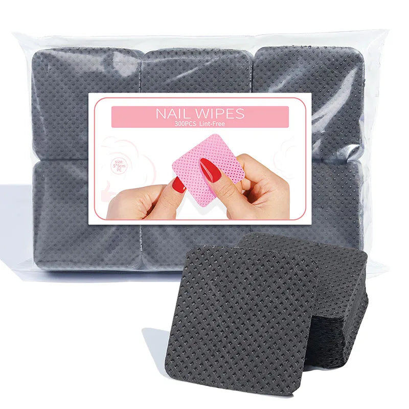 Lint free Manicure Cotton Pads Wipes for Nail Polish Removal UV Gel Dust Cleaning Colorful Napkins Manicure Pedicure Supplies 300pcs/Pack