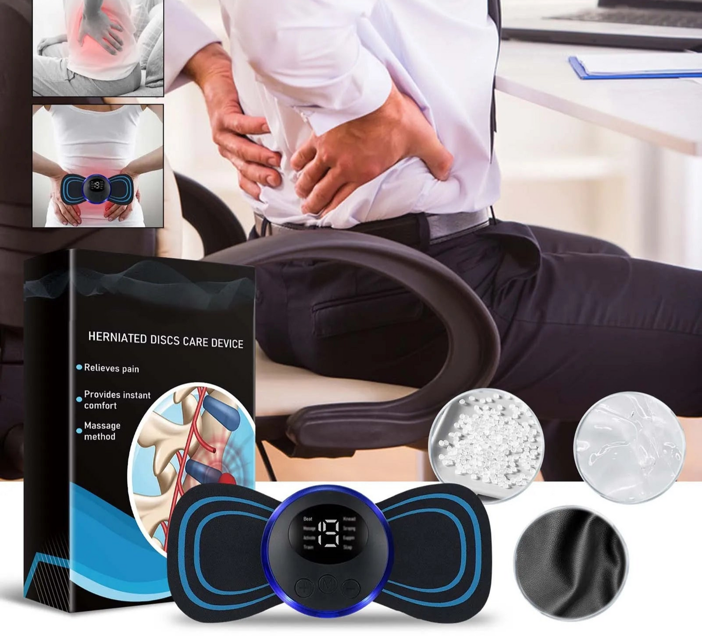 Wireless Electric Back and Waist EMS Stimulator Massager for Lumbar Spine Cervical Herniated Discs Pain Relief Care Massager Tendon Body Relaxation