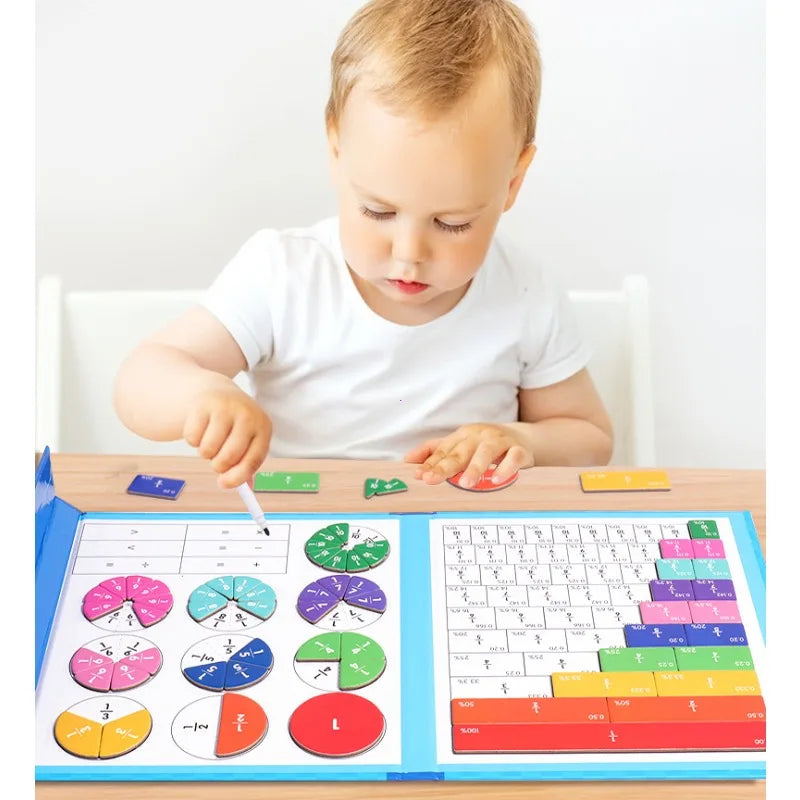 Magnetic Arithmetic Fraction Learning Math Book Toy Teaching Aids Wooden Puzzle Montessori Educational Toys for Children