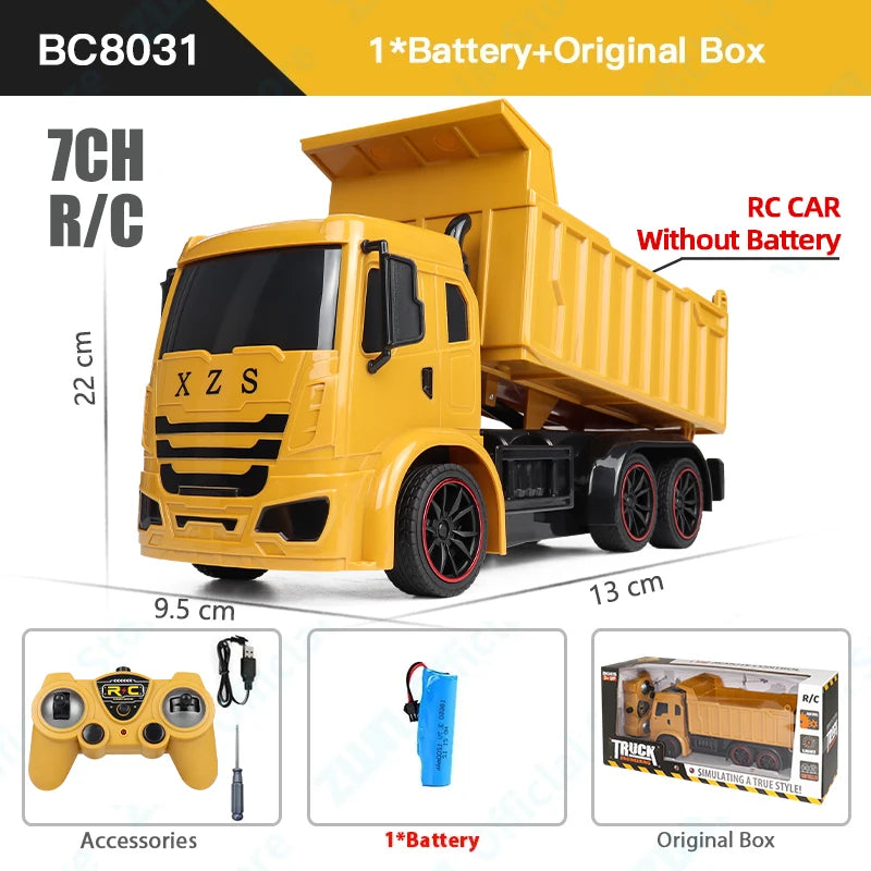 Remote Control Excavator Bulldozer Dump Truck RC Models 2.4G Car Toys Professional Quality Alloy Plastic Simulation Construction Vehicles
