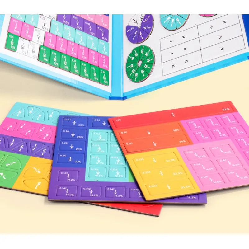 Magnetic Arithmetic Fraction Learning Math Book Toy Teaching Aids Wooden Puzzle Montessori Educational Toys for Children