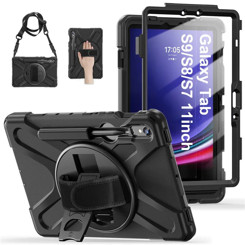 Heavy Duty Shockproof Tablet Case for Samsung Galaxy Tab S10 S9 S8 Ultra 14.6 S7 11" Plus FE 12.4 Inch Kids Proof Shoulder Strap S Pen Holder Cover