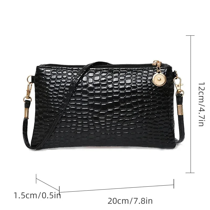 Elegant Crocodile Pattern Women's Leather Shoulder Handbag Purse Pillow Style Phone Coin Girls Tote Bag