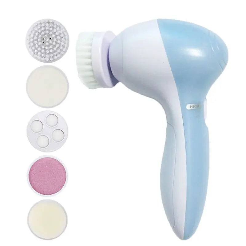 5 in 1 Electric Facial Cleansing Massager Brush Beauty Spa Skin Care Blackhead Acne Reduction Facial Exfoliating Cleanser Tool