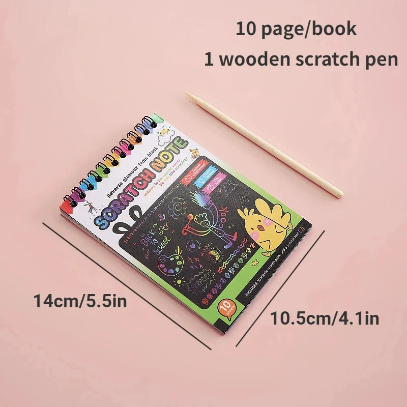 Magic Rainbow Scratch Off Paper Book Set for Kids Arts Scraping Painting Toy Children DIY Graffiti Montessori Educational Toys