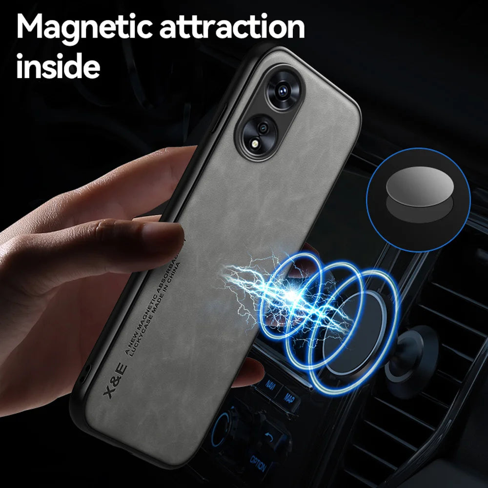 Luxury Leather Phone Case for OPPO A98 A96 A94 A78 A58 A57 A57s A17 Magnetic Protective Cover