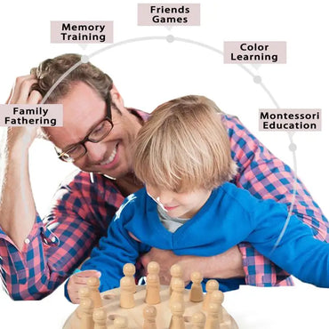 Wood Memory Match Stick Board Game for Boys and Girls Logic Brain Tease Toys Early Education Montessori Color Recognition