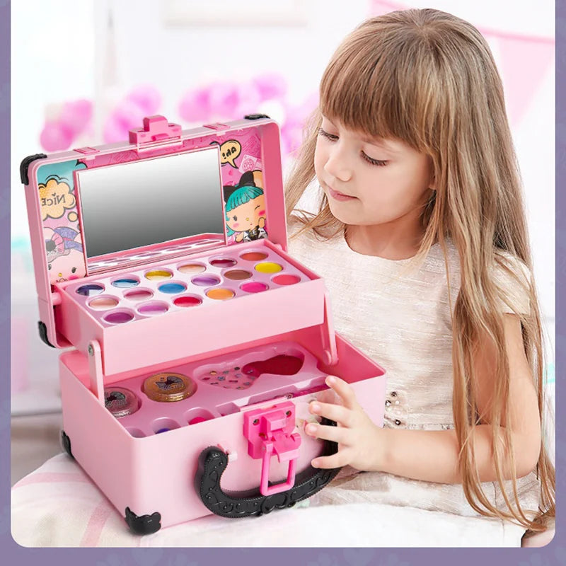Wonderful Children's Makeup Cosmetics Pretend Play Box Princess Make Up Girl Toy Play Set Lipstick Eye Shadow Safety Nontoxic Kit Toy Kid