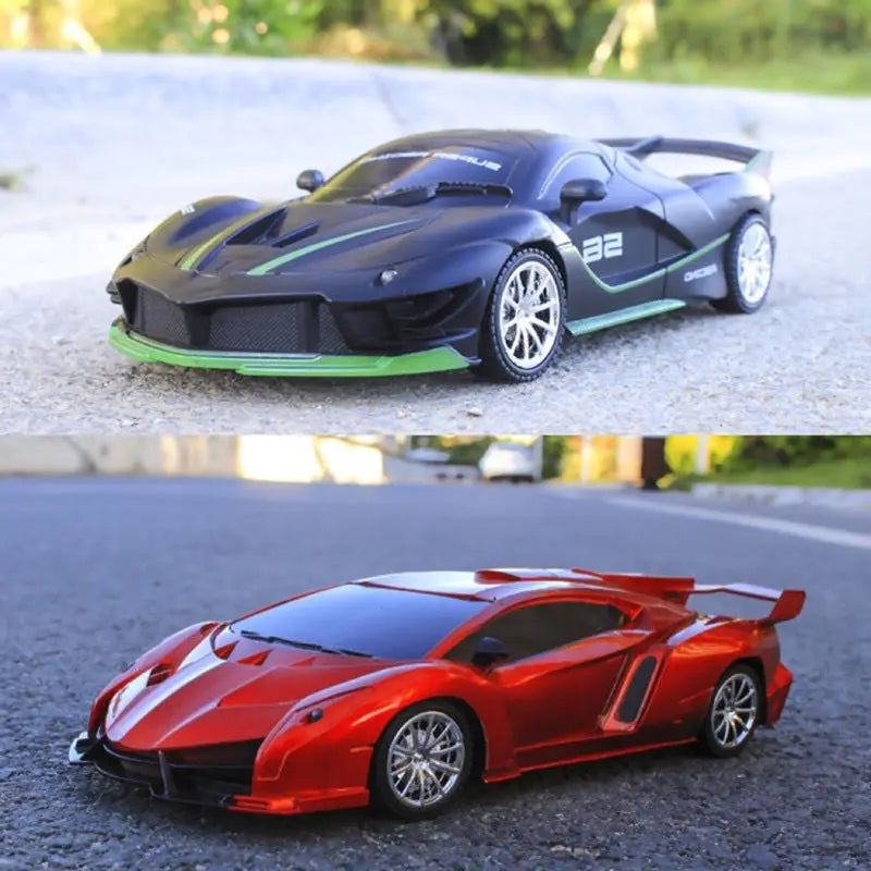 RC Racing Car with LED Lights 2.4G Radio Remote Control 1/18 Scale Sports Cars For Children Racing Drive Vehicle Drift Boys Girls Toys