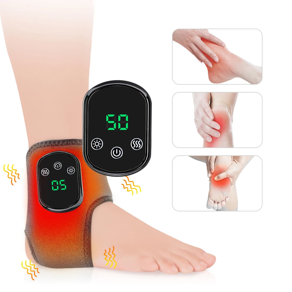 Infrared Electric Vibration Hot Compress Therapy Ankle Foot Massager Support Brace for Joint Sprain Pain Relief