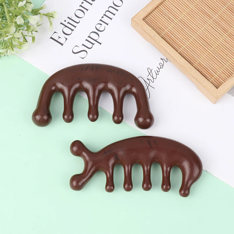 Exquisite Resin Massage Comb for Eyes Face Shoulders Neck Scraping Head Meridian Scalp Treatment Wide Tooth Comb