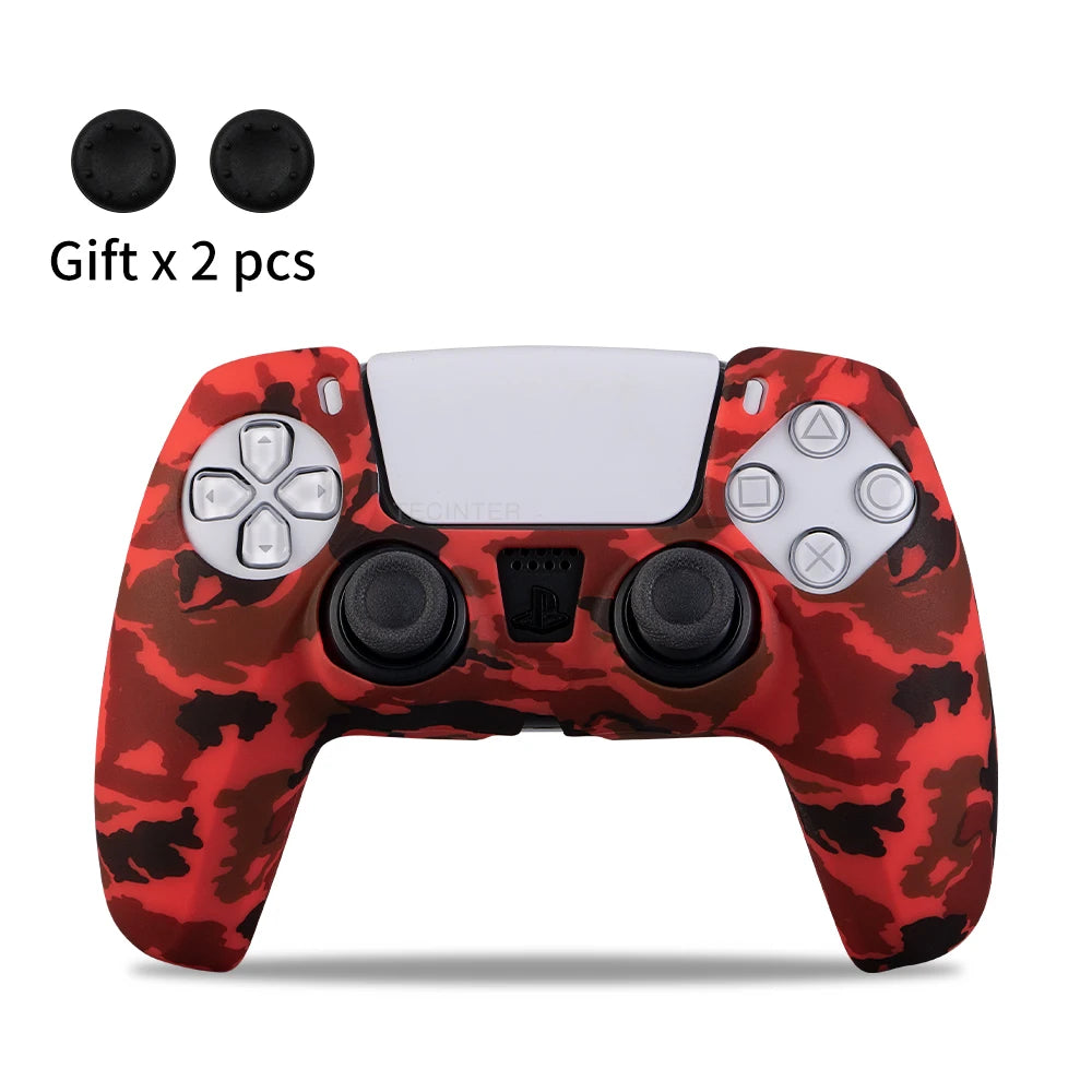 Anti-slip Silicone Protective Cover Skins Compatible with Sony Playstation 5 Controller Slim Gamepad PS5 Case Thumb Grips Accessories