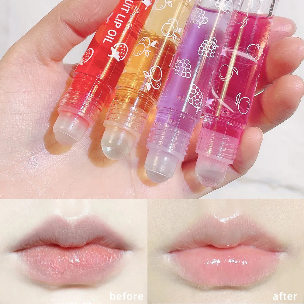 Moisturizing and Hydrating Lip Gloss, Roll-On Nourishing Lip Balm Liquid for Smooth and Soft Lips, Long-Lasting Shine
