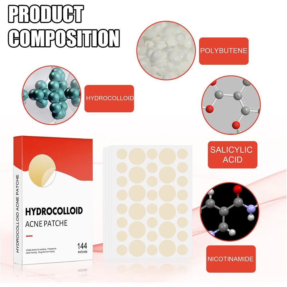 Acne Pimple Patches 144pcs Face Skin Care for Men and Women 2 Sizes Invisible Professional Healing Absorbing Spot Sticker Covering
