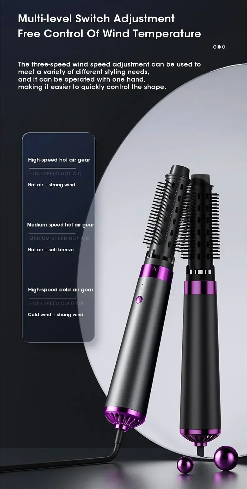 5 in 1 Multifunctional Electric Hair Dryer Hot Air Comb Automatic Curling Rod and Straightener Fast Dry Salon Style Tools