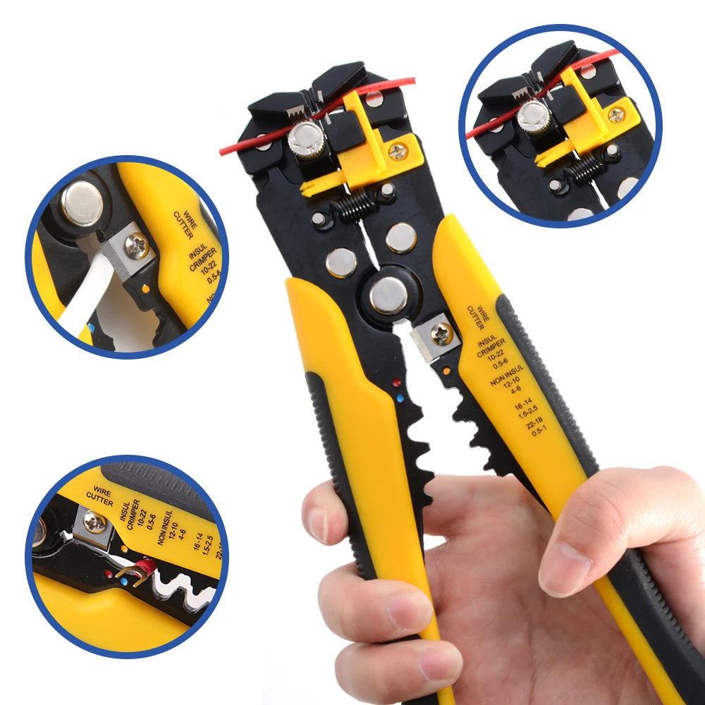 Multi Functional Crimper Cable Cutter Adjustable Automatic Wire Stripper Crimping Stripping Pliers Terminal Hand Tool