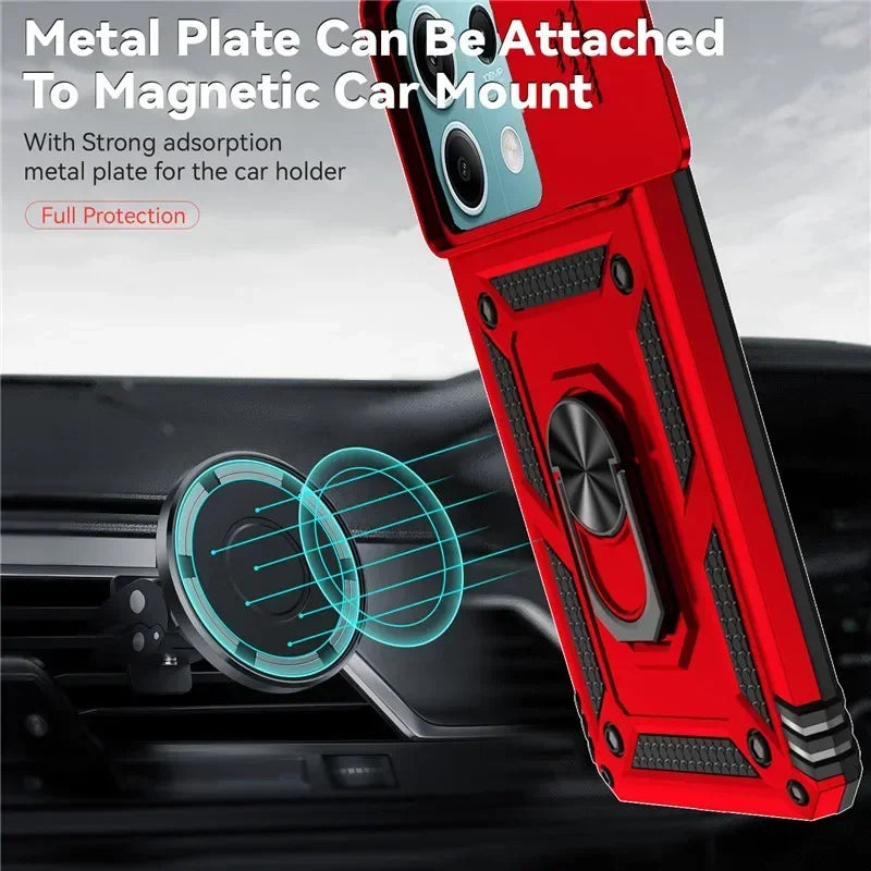 Durable Shockproof Phone Case for Xiaomi Redmi Note 13 Pro Plus Note 13 13C 12 12S 12C Camera Protection Ring Holder Back Cover