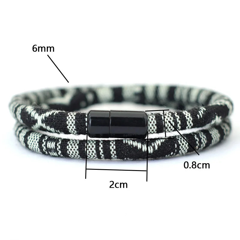 Unique Bohemian Rope Woven Bracelets for Men Women Unisex Magnetic Clasp Yarn Thread Band Strap Jewelry Accessories