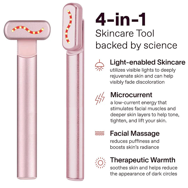 Red Light EMS Microcurrent Face Lifting Facial Eye Neck Wand Massager Skin Tightening Anti Wrinkle Skin Care Beauty Tool