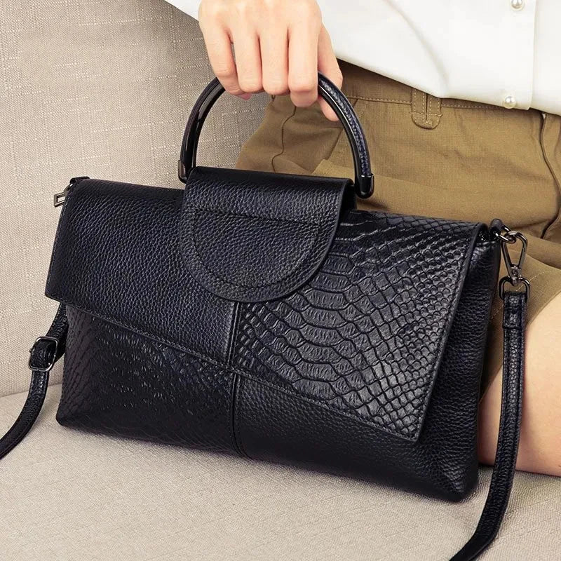 Stylish High Quality Leather Shoulder Crossbody Purse Handbag for Women Luxury Crocodile Pattern Purses Bags Great Gift