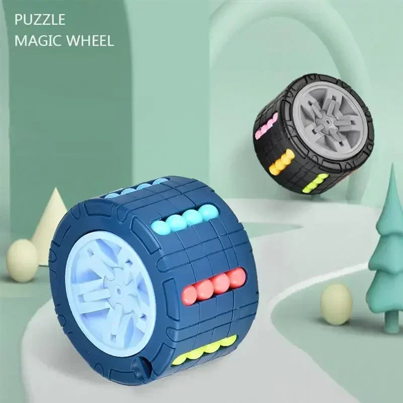 Fun 3D Cylinder Puzzle Wheel Toy Magical Bean Gyro Rotate and Slide Games Relieve Stress Children Educational Montessori Toys Gift