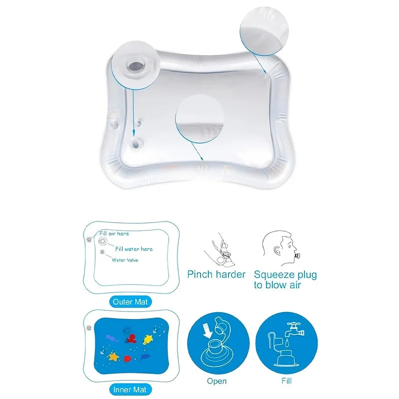 Inflatable Tummy Time Mat Premium Baby Water Play Mat for Infants and Toddlers Baby Toys Sensory Development, Strengthen your Baby's Muscles