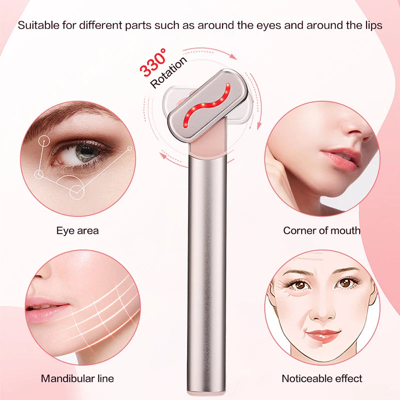 Red Light EMS Microcurrent Face Lifting Facial Eye Neck Wand Massager Skin Tightening Anti Wrinkle Skin Care Beauty Tool
