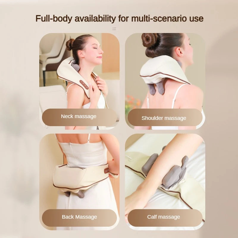 Deep Tissue Shiatsu Electric Heating Neck Shoulder and Back Massager for Pain Relief Kneading Muscle Relaxation