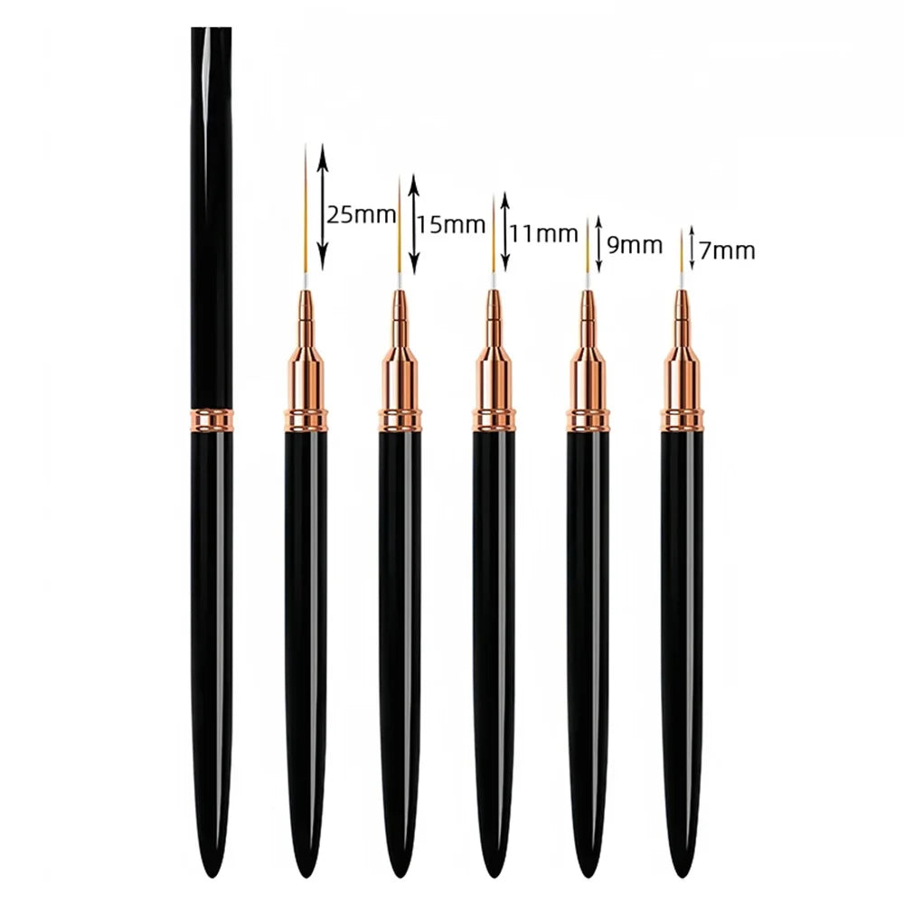 Nail Art Liner Brushes 5pcs Set Perfect for your Custom Elongated Striping Drawing and Painting Nails