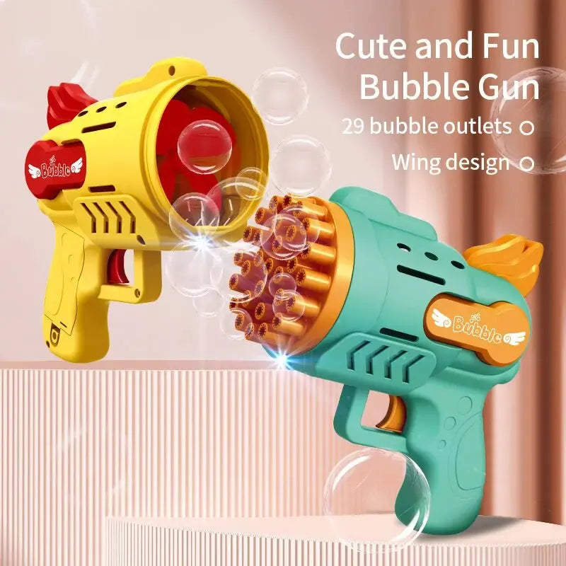 Light Up Bubble Gun 29-Hole Gatling Bubble Making Blaster Toy for Boys & Girls Great Entertainment Fun