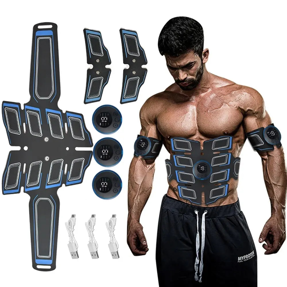 Electronic USB Rechargeable Abdominal and Arms Muscle Trainer Stimulator Portable Massager Training Belt Exercise Fitness Device