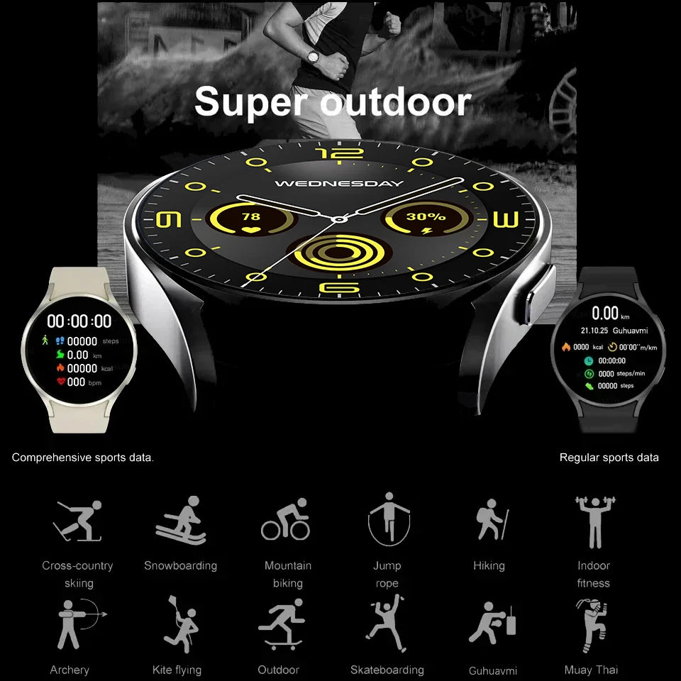 Men's and Women's Watch6 Classic Smartwatch 1.32-inch HD Screen Bluetooth Call Heart Rate Fitness Sports Smart Wrist Watch