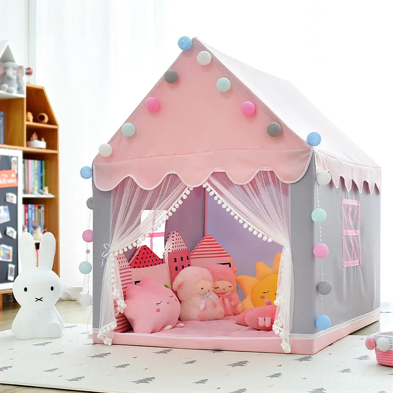 Large Folding Children's Toy Tent Teepee Play House Boys Girls Pink Princess Castle Child Room Decor 1.35m