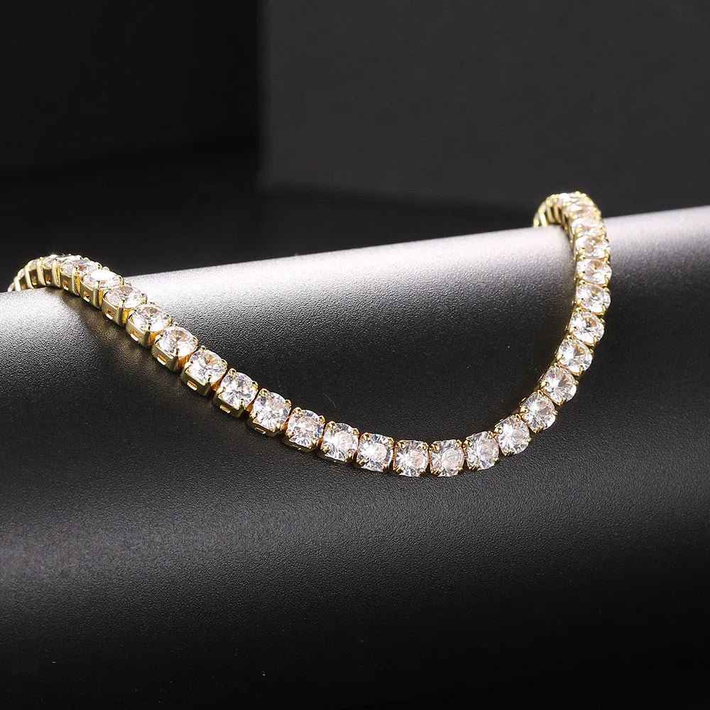 Luxurious Shiny Crystals Tennis Chain Choker Necklace for Women Jewelry Bling Iced Out Accessories