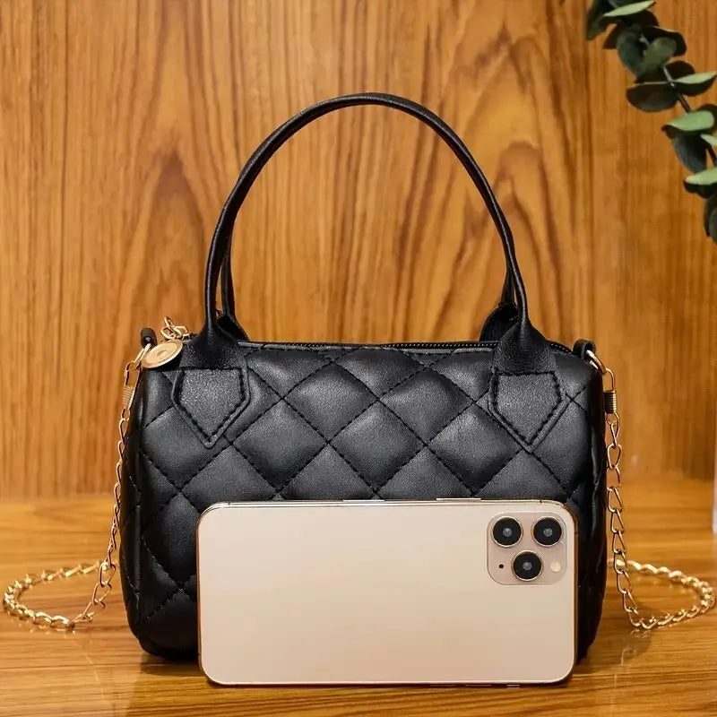 Fashion Quilted Square Crossbody Bags for Women Shoulder Purse with Convertible Chain Strap Classic Satchel Handbag