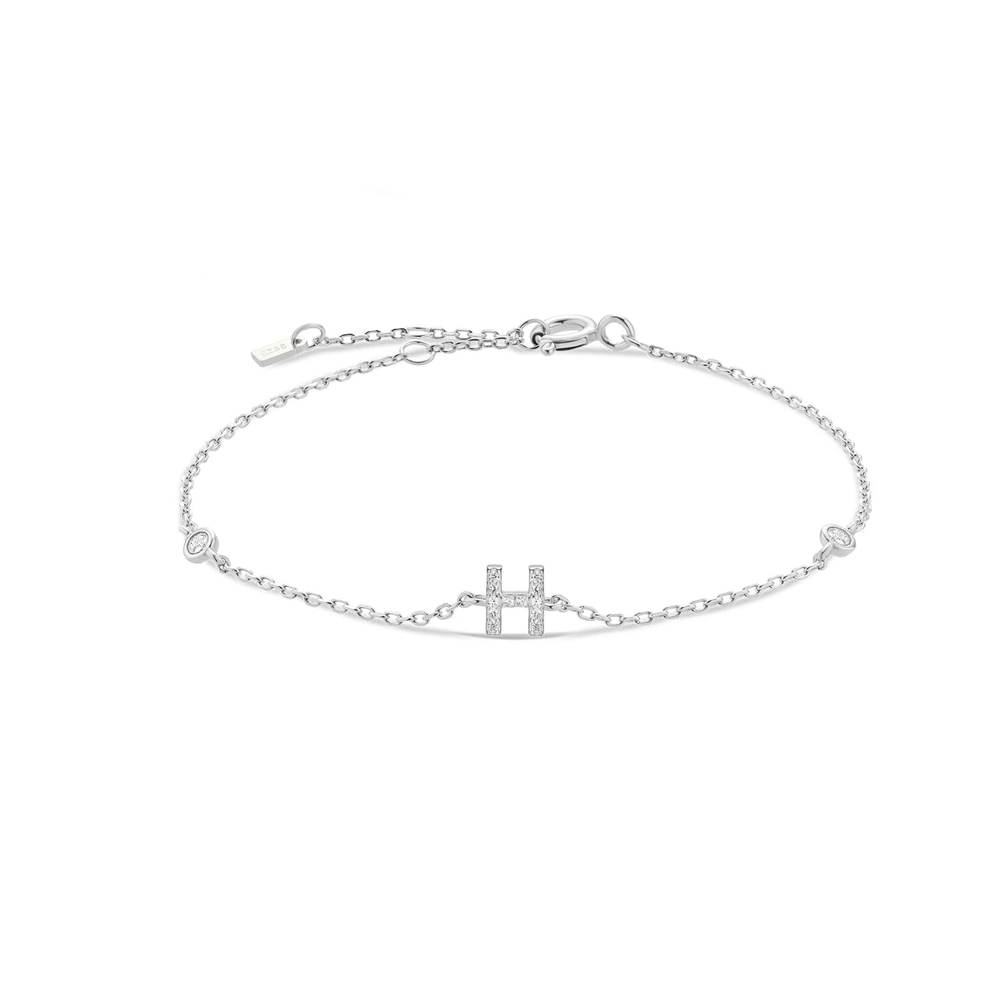 Exquisite Crystal Initials Alphabet Letters 925 Sterling Silver Chain Bracelets for Women Fine Jewelry Accessories