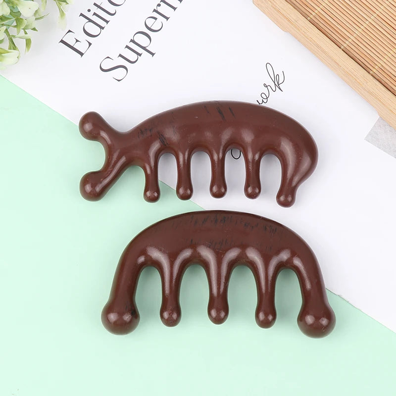 Exquisite Resin Massage Comb for Eyes Face Shoulders Neck Scraping Head Meridian Scalp Treatment Wide Tooth Comb